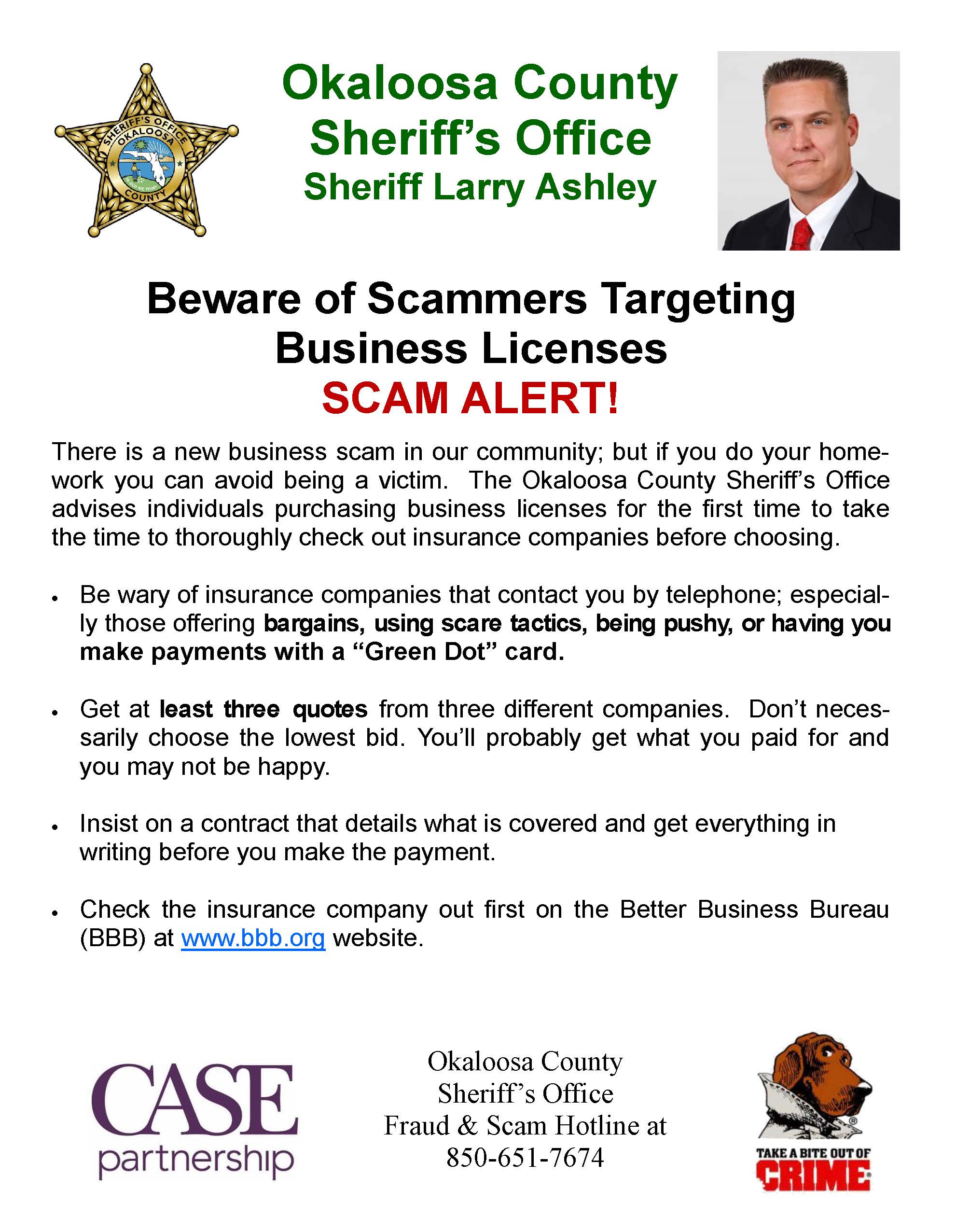 Beware of Scammers Targeting Business Licenses graphic